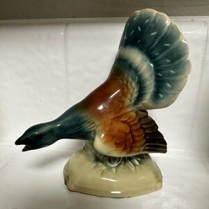 Vintage Artistic Ceramic Porcelain Capercaillie Bird Sculpture - Made in Germany